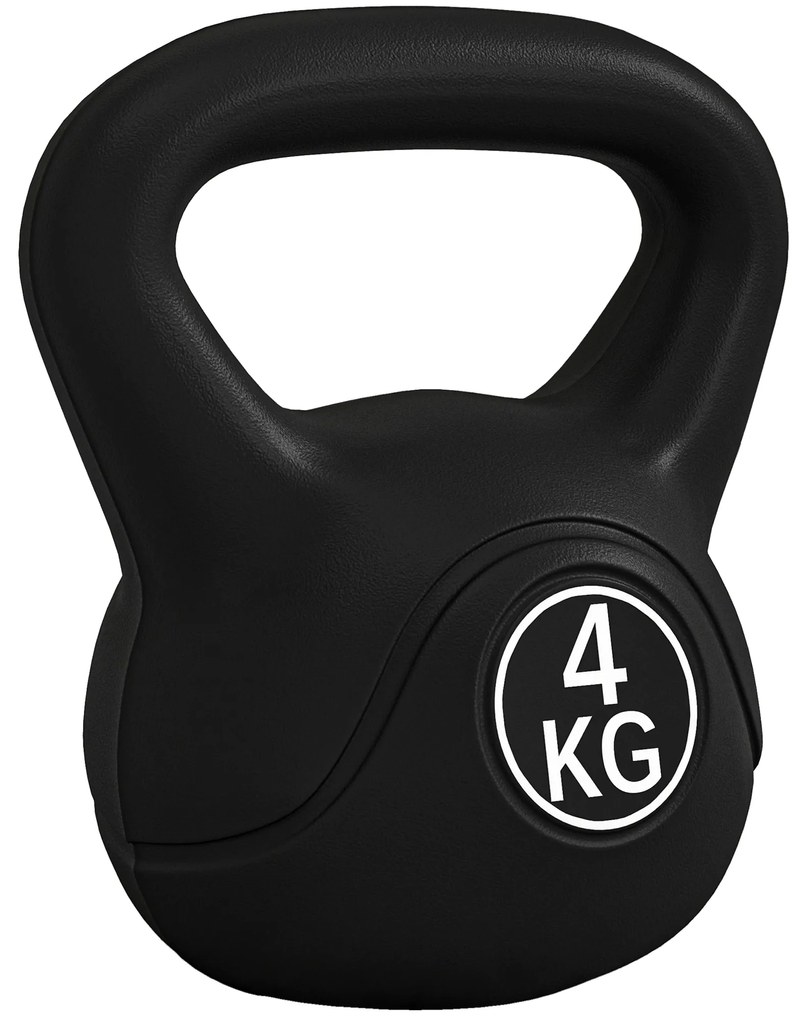 HOMCOM Kettlebell de 4kg pentru Sport și Fitness cu Bază Plată și Mâner, Greutate Kettlebell, 18x12x20 cm, Negru | Aosom Romania