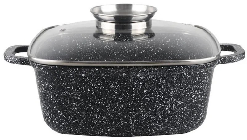 Roaster Oliver Voltz OV54323C24A, 4.4 l, Capac din sticla, Finisaj marmura, Inductie, Gri