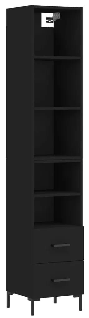 3189766 vidaXL Dulap înalt, negru, 34,5x34x180 cm, lemn prelucrat