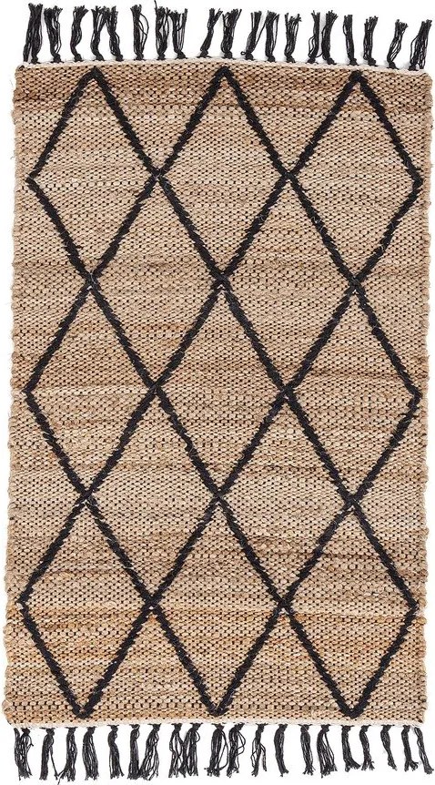 Covor negru/în culoare naturală țesut manual din iută 60x90 cm Shaila – Yes Everyday