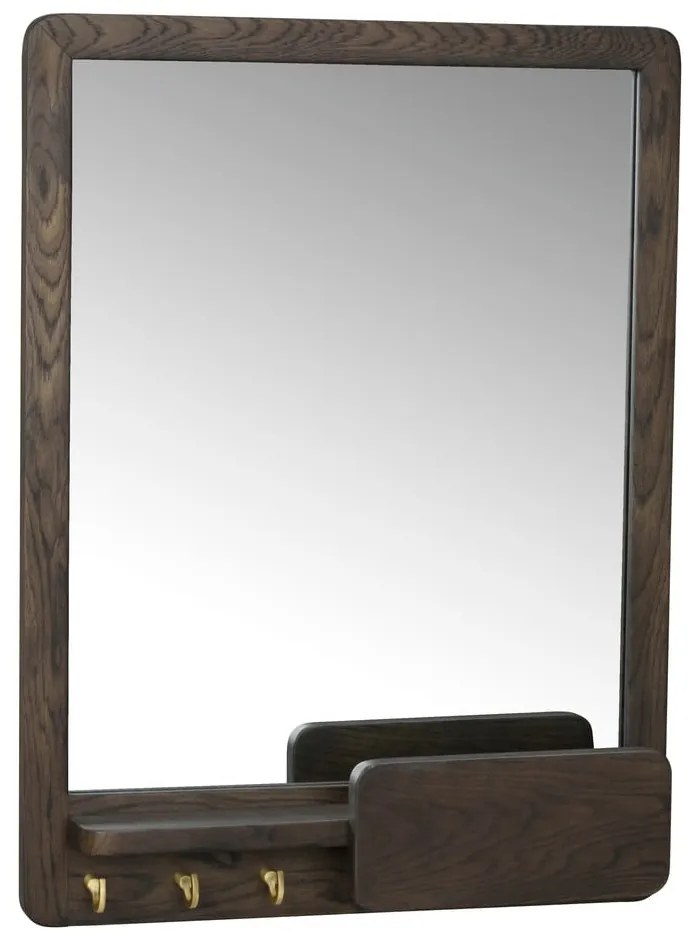 Oglindă de perete cu raft și ramă din lemn 45x60 cm Inverness - Rowico