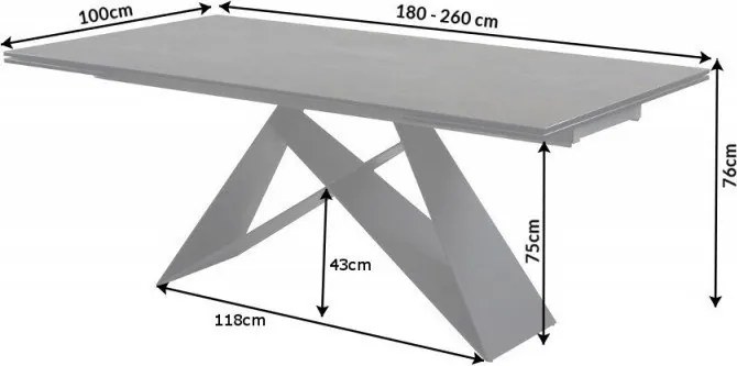 Masa extensibila design extravagant Prometheus 180-260cm, lava