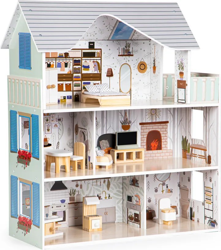 Casa de păpuși Emma cu mobilier de reședință