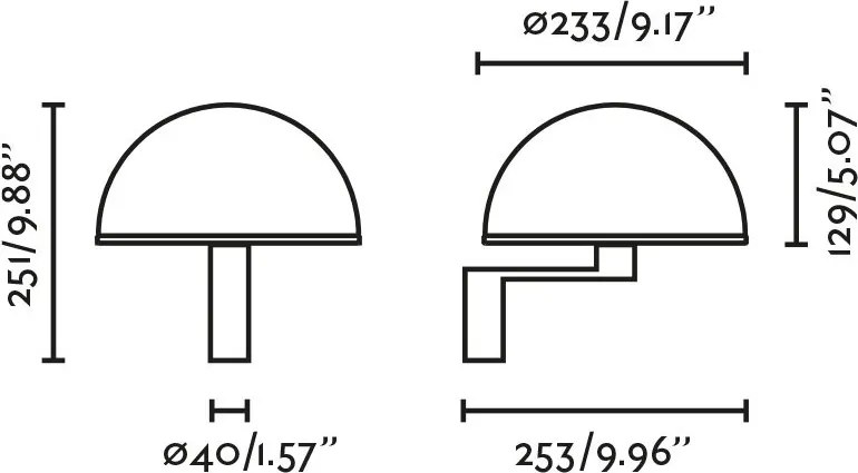 Aplica de perete neagra design minimalist DOME