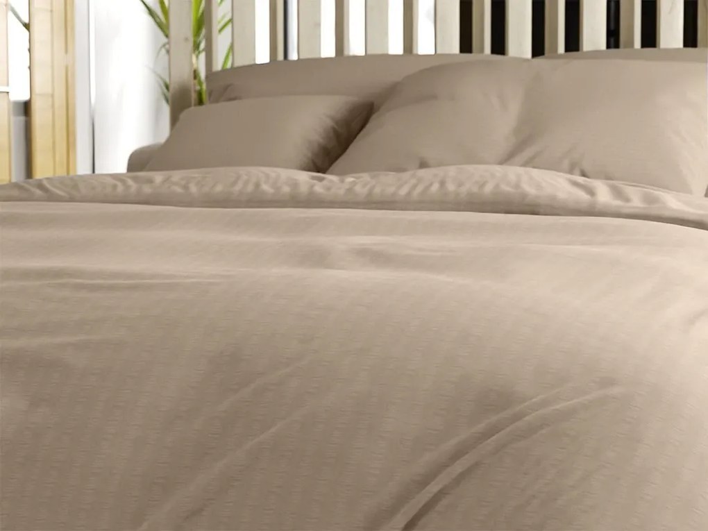 Lenjerie de pat din crep DENYX BLEND maro deschis, fermoar Dimensiune lenjerie de pat: 70 x 90 cm | 140 x 220 cm