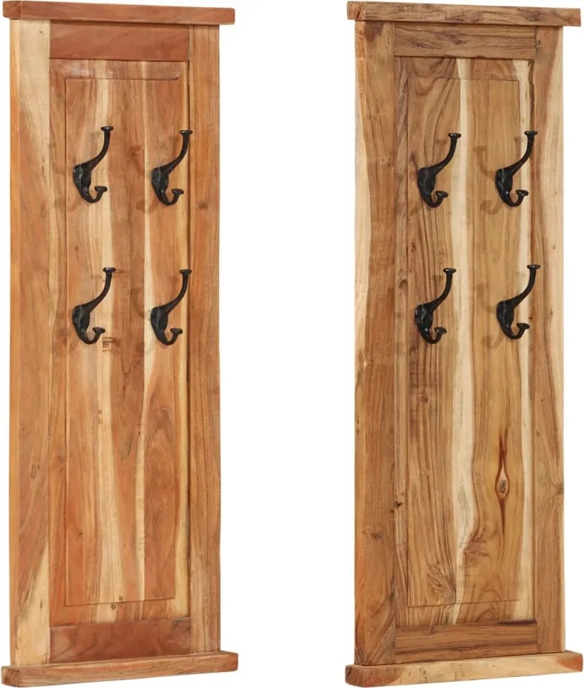 vidaXL Cuiere de haine, 2 buc., 38x100 cm, lemn masiv de acacia