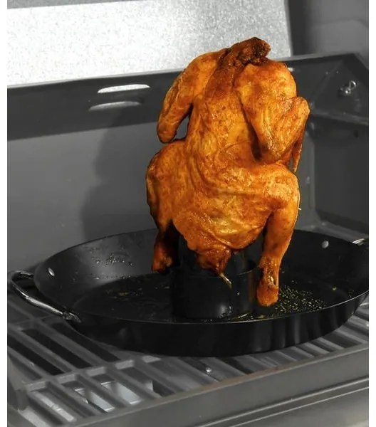 Suport grătar cu tigaie pentru pui, diametru 30 cm