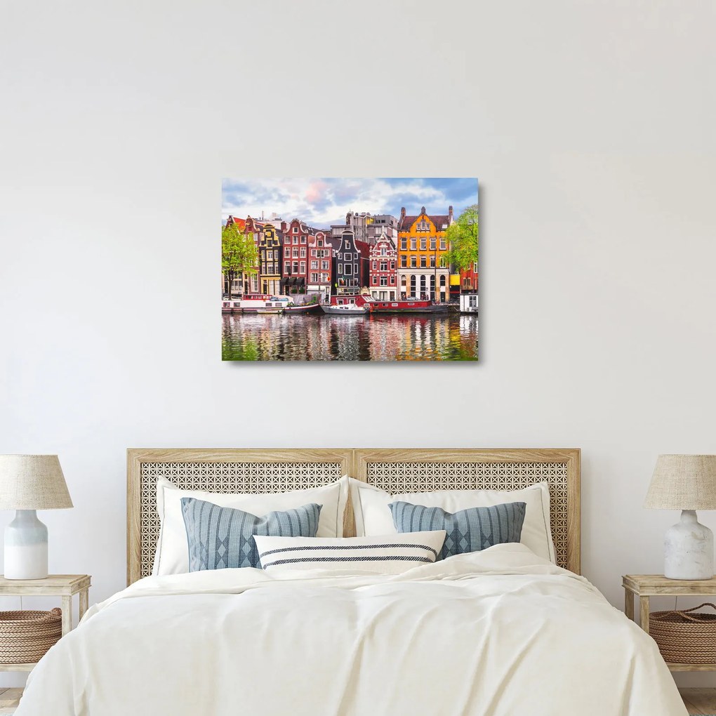 Tablou pe sticlă - Amsterdam, case de dans (70x50 cm)