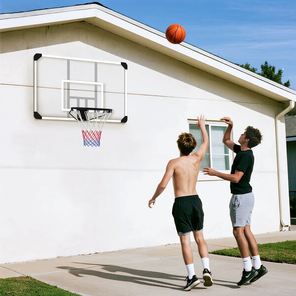 SPORTNOW Coș de baschet mural cu plasă all-season pentru interior și exterior 113x61x73cm alb | Aosom Romania