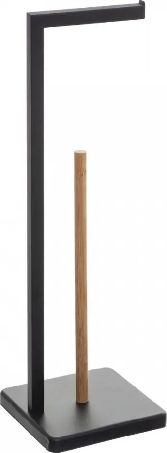 Suport hartie igienica Natureo, bambus, otel, 20x20x64.5 cm