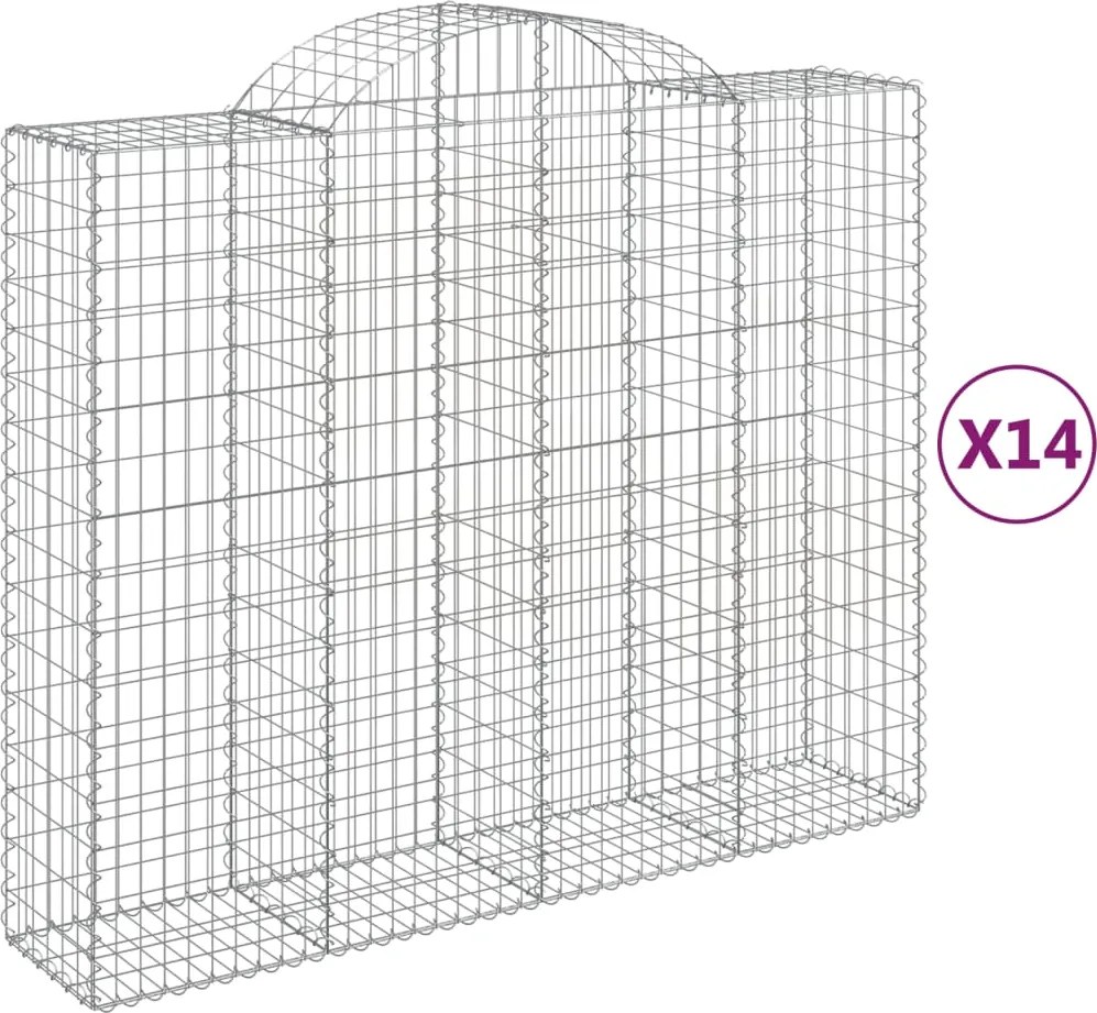 vidaXL Coșuri gabion arcuite 14 buc 200x50x160/180 cm, fier galvanizat