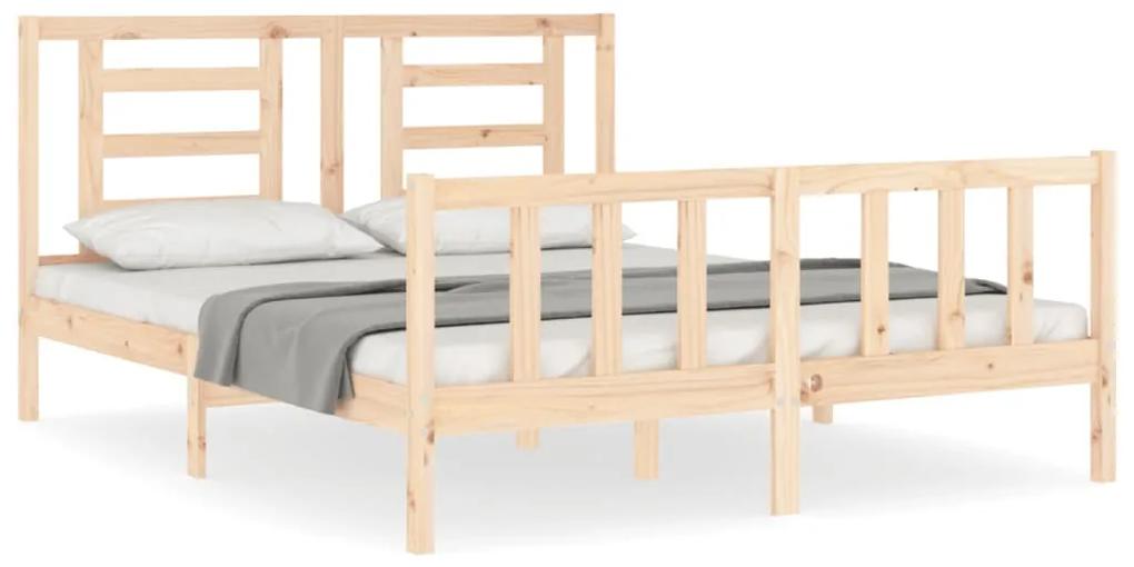 3192886 vidaXL Cadru de pat cu tăblie, king size, lemn masiv