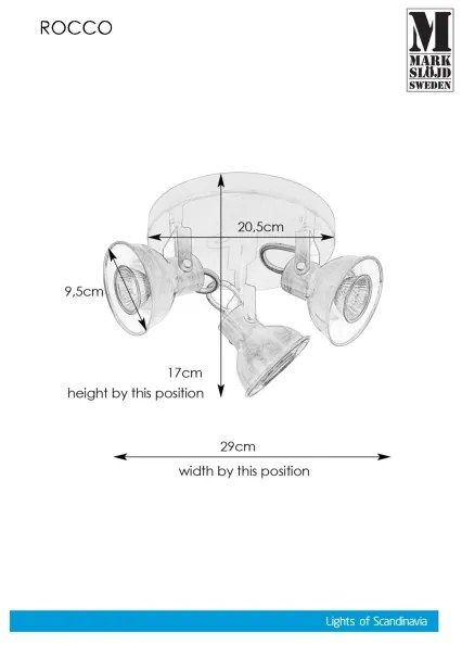Markslöjd 107852 - Lampă spot ROCCO 3xGU10/7W/230V