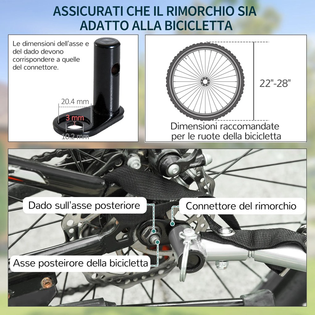 Outsunny Remorcă pentru Biciclete cu Capacitate de 40kg, Reflectoare și Copertină din Țesătură Oxford, 140x88x60 cm, Roșu și Negru | Aosom Romania