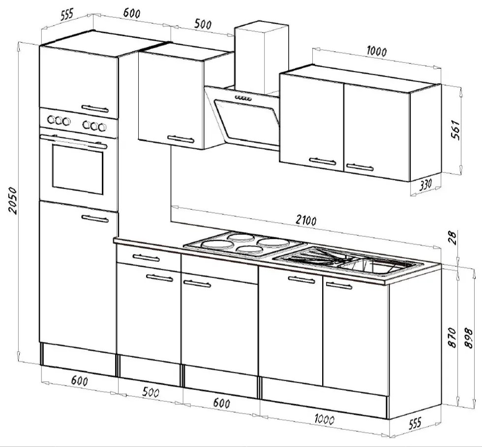 Mobilă de bucătărie Yorki 270 cu corp alb și față antracit satinat