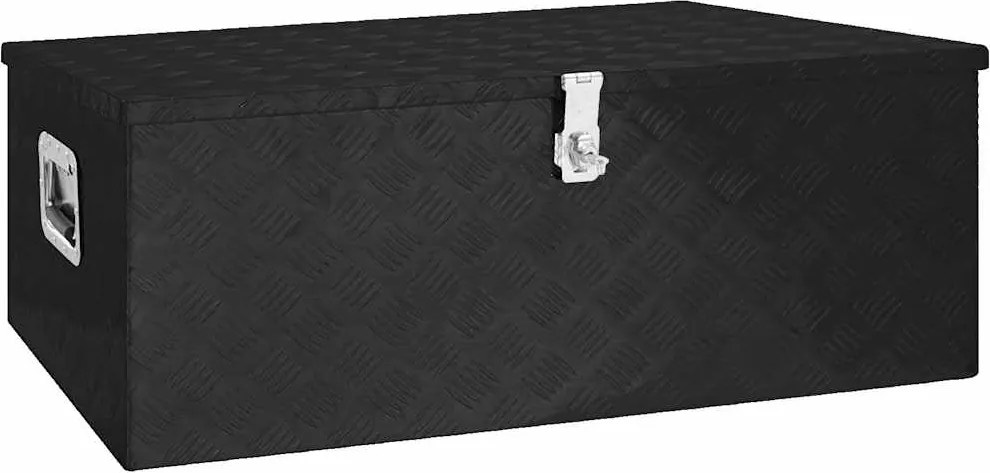 vidaXL Cutie de depozitare, negru, 100x55x37 cm, aluminiu