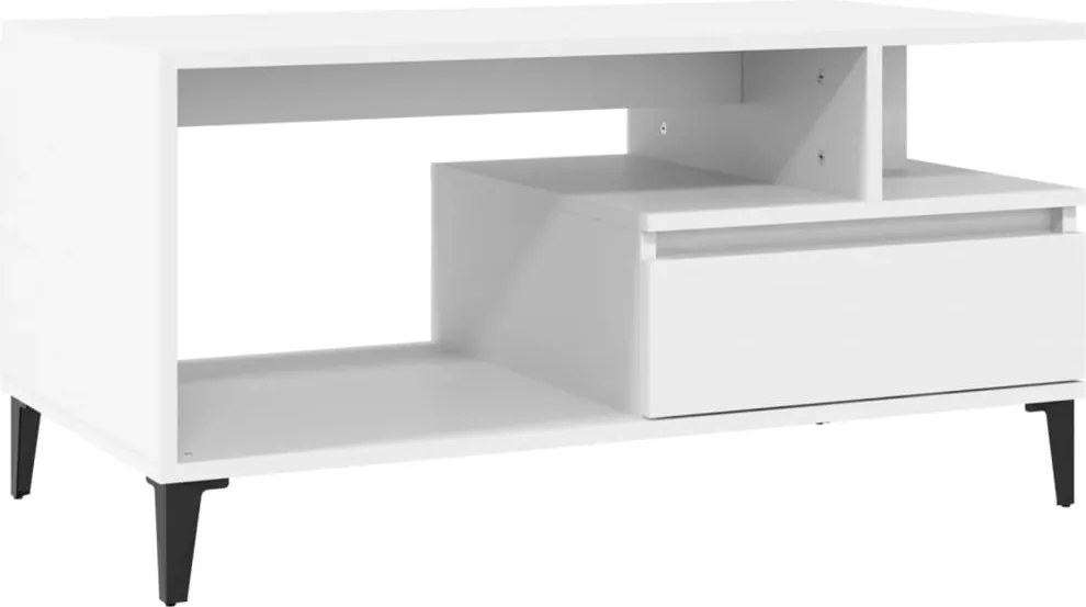 vidaXL Măsuță de cafea, alb, 90x49x45 cm, lemn prelucrat