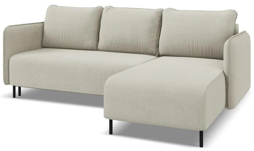 Colțar bej extensibil/cu spațiu de depozitare (cu colț pe partea dreaptă) Luana – Makamii