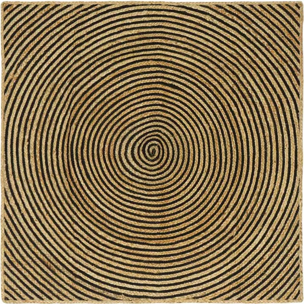 vidaXL Covor Natural și Negru 120 x 120 cm Iută
