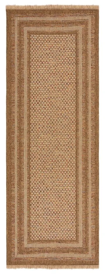 Covor tip traversă de exterior în culoare naturală 80x230 cm Layla Border – Flair Rugs