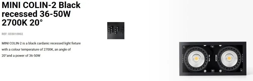 Spot LED incastrabil MINI COLIN-2 Black recessed 36-50W 2700K 20°
