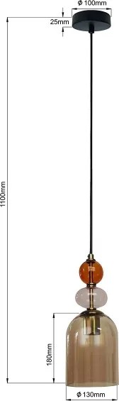 Lustră suspendată pe cablu TROPEA 1xE27/15W/230V negru/roșu fumuriu/bej