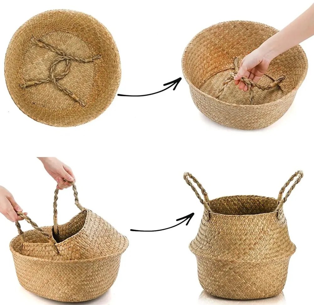 Coș din bambus tricotat - 32 cm