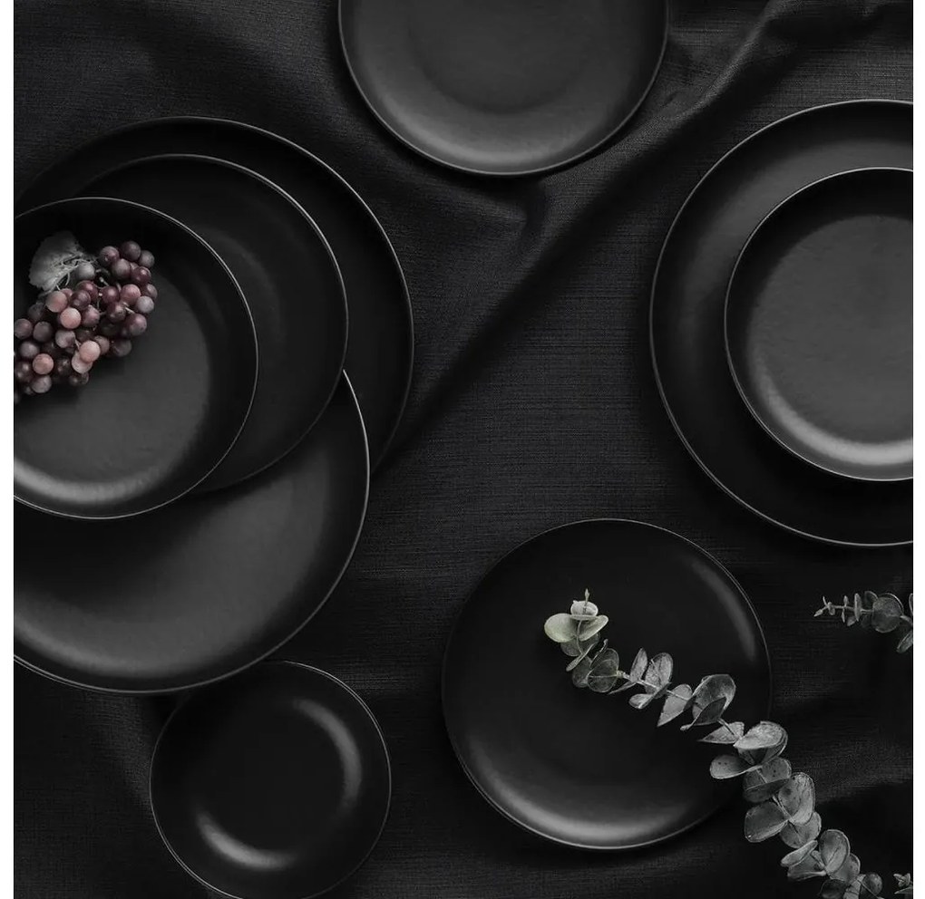 Set de veselă, 24 piese, porțelan negru