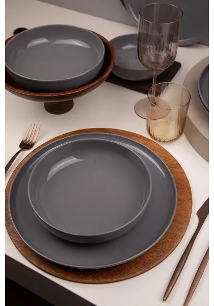 Set de veselă 12 piese gri/porțelan