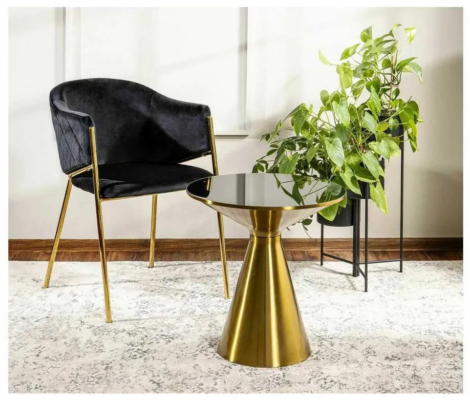 Scaun de bucătărie Serilda Velvet II, negru / auriu