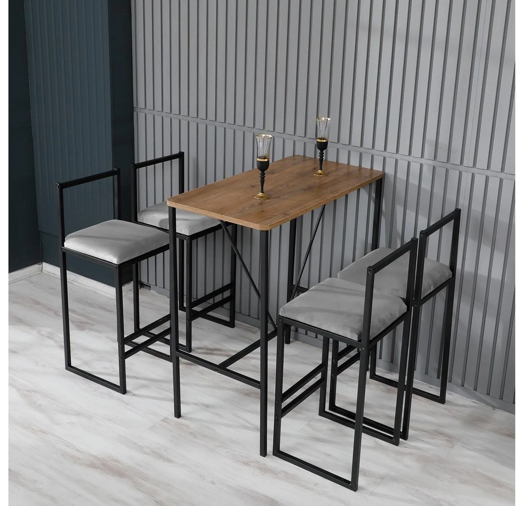 Set sufragerie Nathaniel (gri + nuc + negru). 1089613