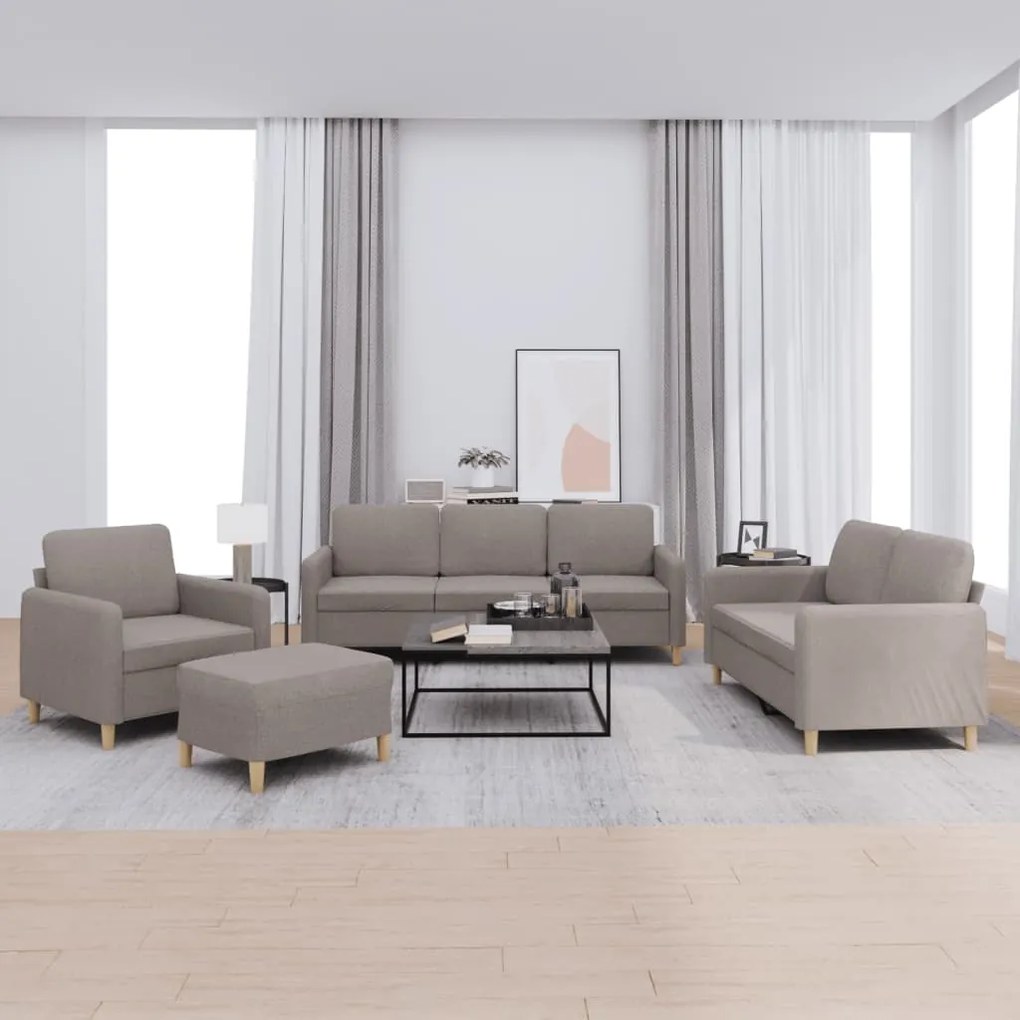 vidaXL Set de canapea cu perne, 4 piese, gri taupe, material textil