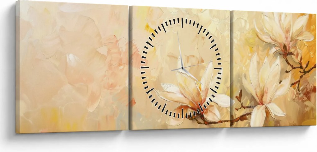 Tablou - Flori (cu ceas) (90x30 cm)