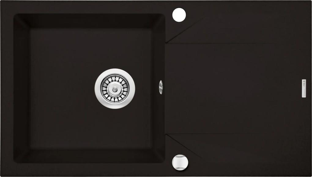 Chiuveta bucatarie compozit cu picurator negru mat 78 cm Deante Evora 780x440 mm, Negru mat