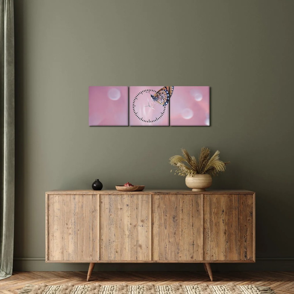 Tablou - Fluturele (cu ceas) (90x30 cm)
