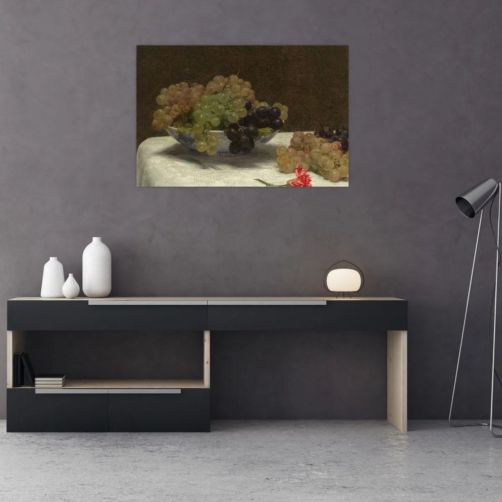 Tablou - Henri Fantin-Latour, Still Life with Grapes and a Carnation, reproducere (90x60 cm)