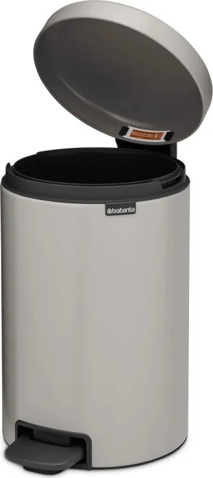 Cos de gunoi cu pedala Brabantia NewIcon 1010440, 12 l, Inchidere lenta, Baza antiderapanta, Gri deschis