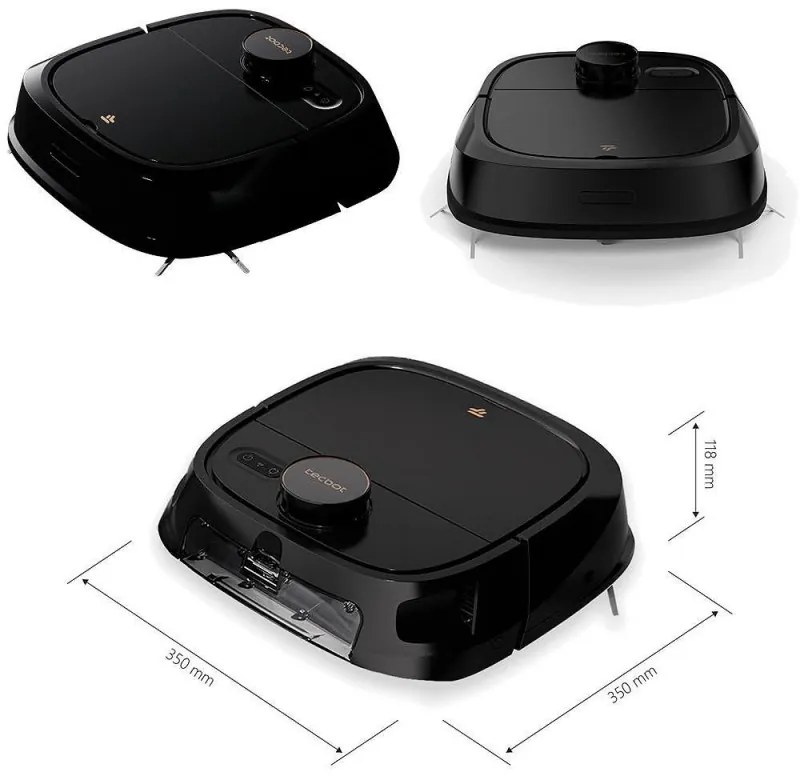 Robot aspirator Tecbot M1, Li-ion 5200 mAh, 4000 Pa, 0.5 l, HEPA, Wi-Fi, Autonomie pana la 160 min, Mop cu auto-curățare, Negru