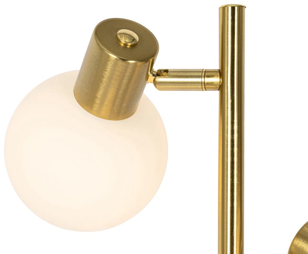 Lampa de podea aurie cu sticlă opala cu 3 lumini reglabile - Anouk