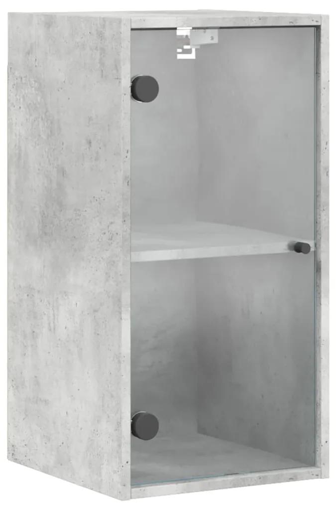 836479 vidaXL Dulap de perete cu uși din sticlă, gri beton, 35x37x68,5 cm