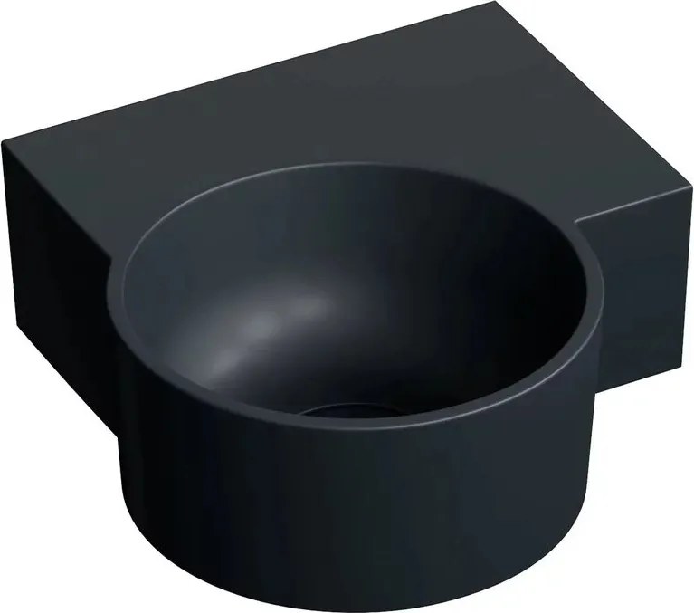 Lavoar suspendat Omnires Ovo M+ finisaj negru lava mat 33.5 cm dreapta
