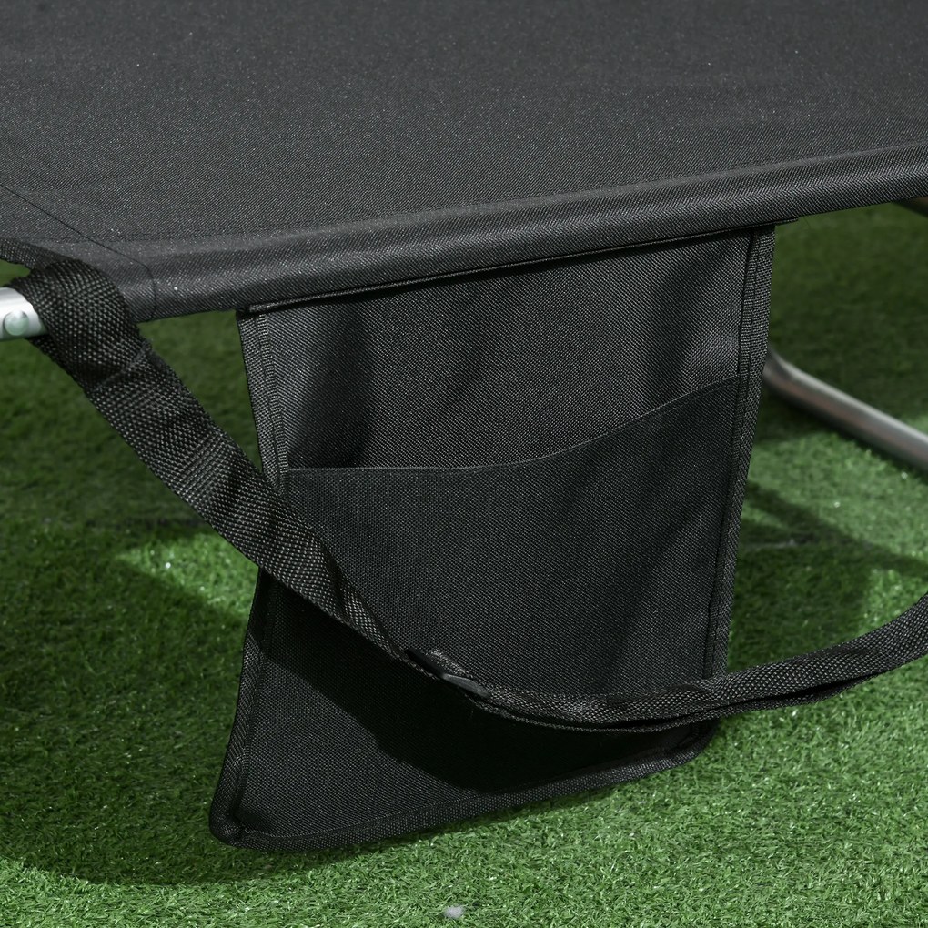 Outsunny Șezlong de grădină, șezlong cu deschidere căptușită pentru față, șezlong de masaj pentru exterior, buzunar lateral, material textil, metal, Negru | Aosom Romania