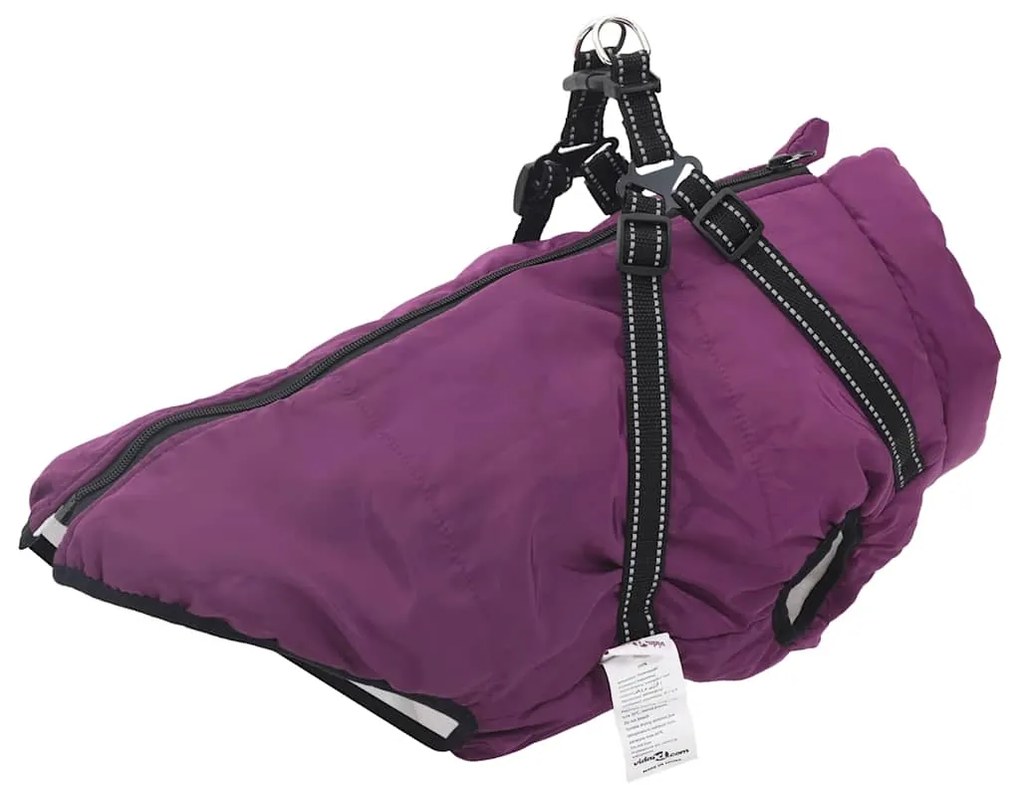 vidaXL Haină câini cu ham impermeabilă reflectorizantă, violet, L44