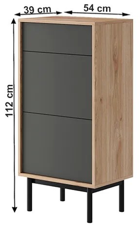 Dulap pantofi stejar jaskson hickory/grafit, BERGEN BGD54