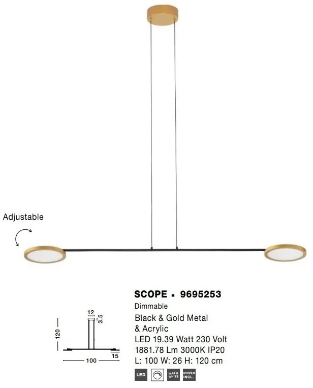 Lustra moderna dimabila cu 2 spoturi LED directionabile SCOPE