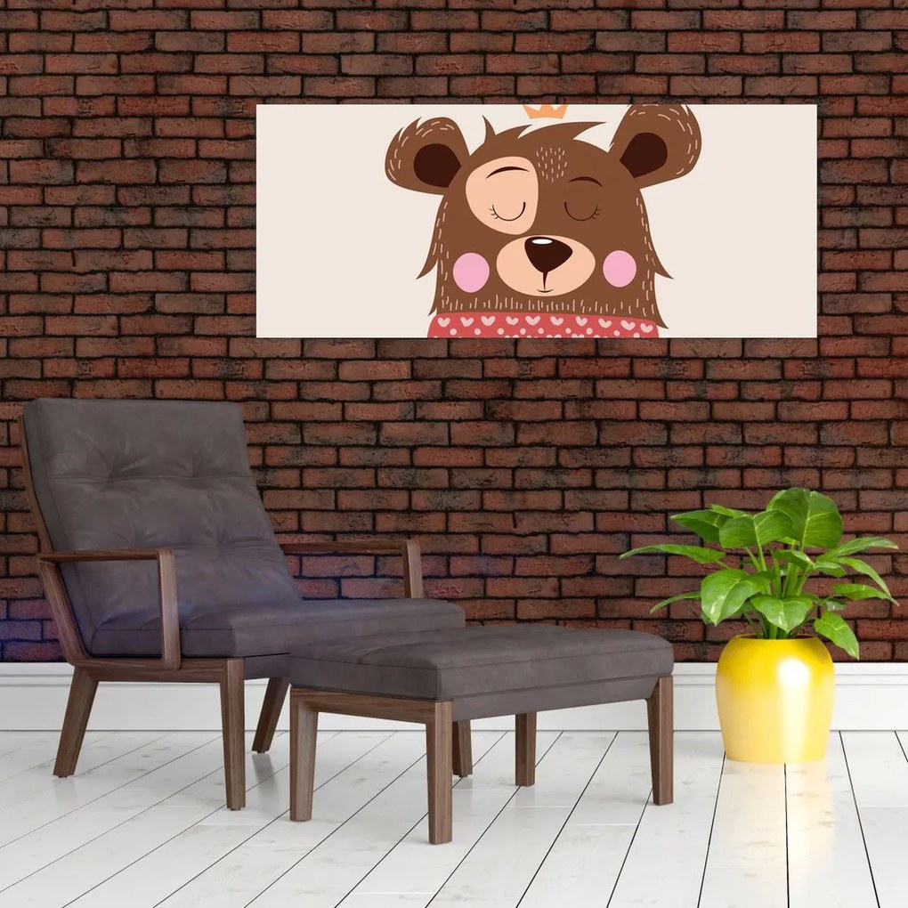 Tablou - Teddy ursuleț cu eșarfă roșie (120x50 cm)