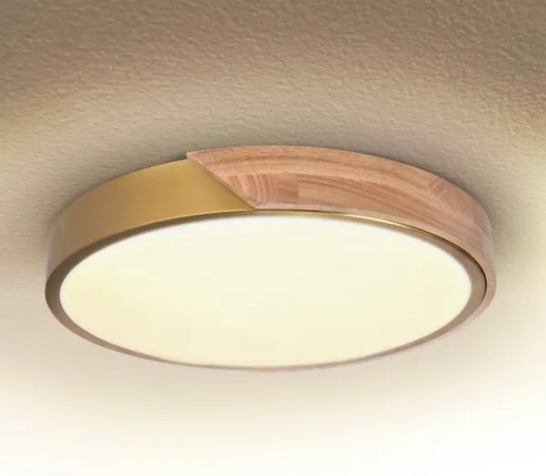 BRILAGI - Lampă LED dimabilă PILANA LED/48W/230V stejar/auriu Ø 40 cm + telecomandă