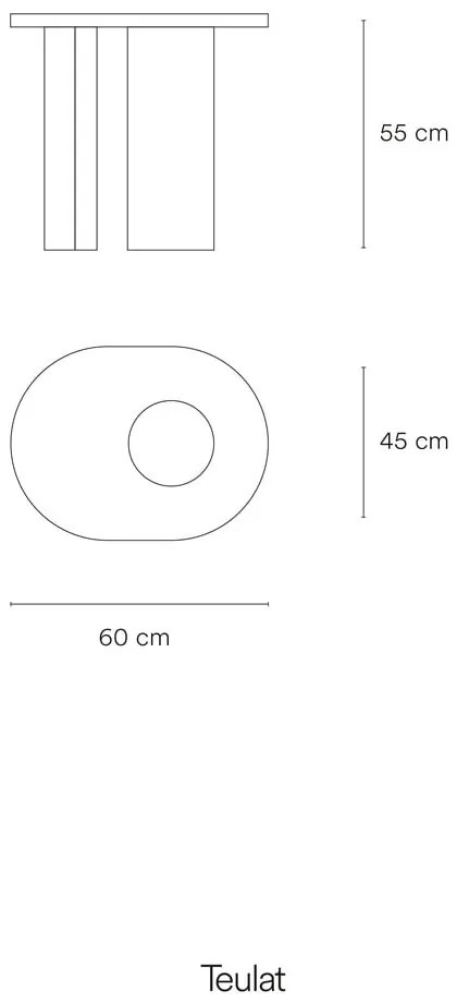 Masă auxiliară în decor de frasin 60x45 cm Nori - Teulat
