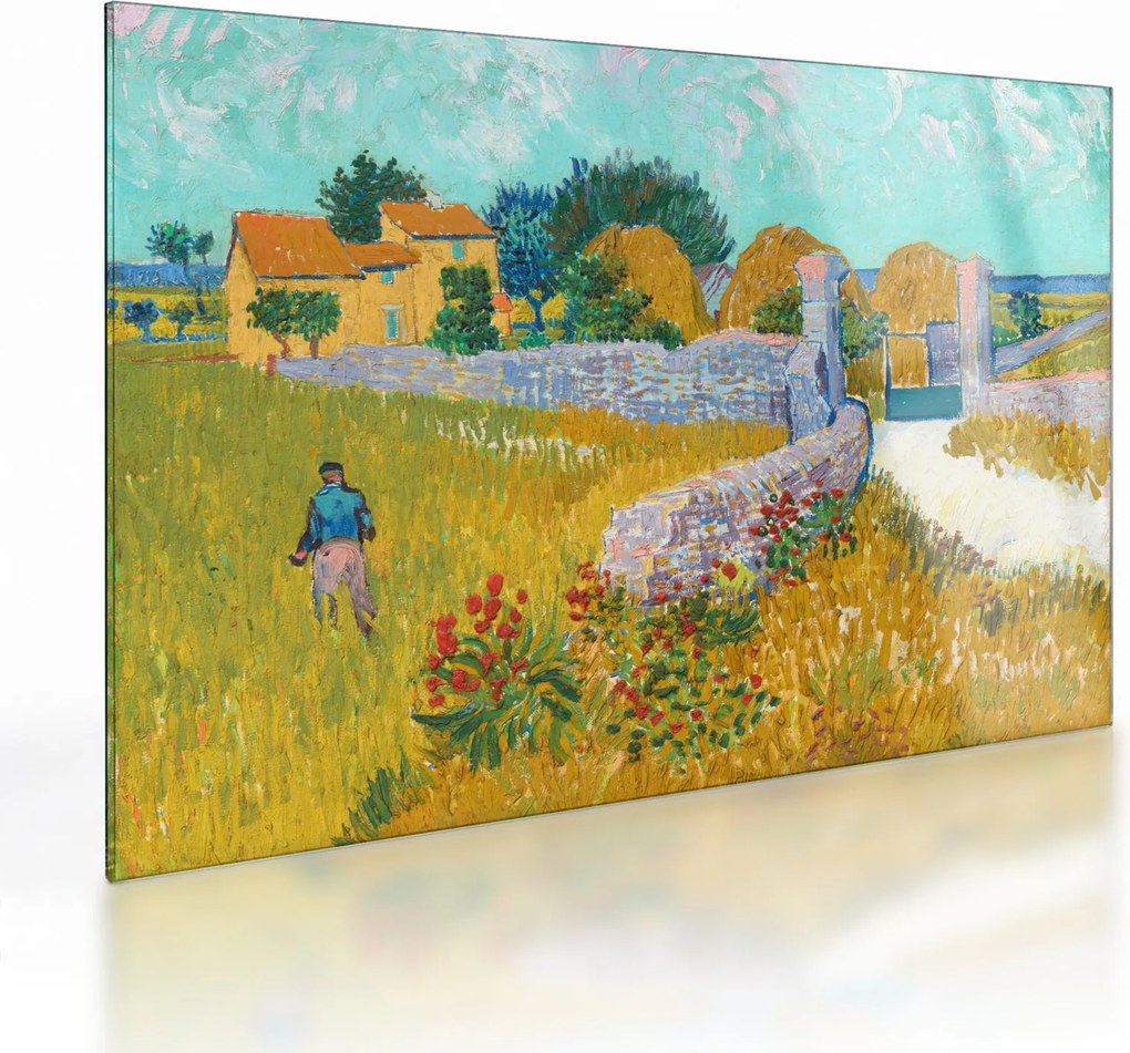 Tablou pe sticlă - Vincent van Gogh, Farmhouse in Provence, reproducere (70x50 cm)
