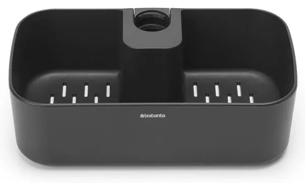 Organizator de duș Brabantia ReNew 1004186, 7.5x13.3x24.4 cm, Fund cu găuri de apă, Rezistent la coroziune, Gri închis